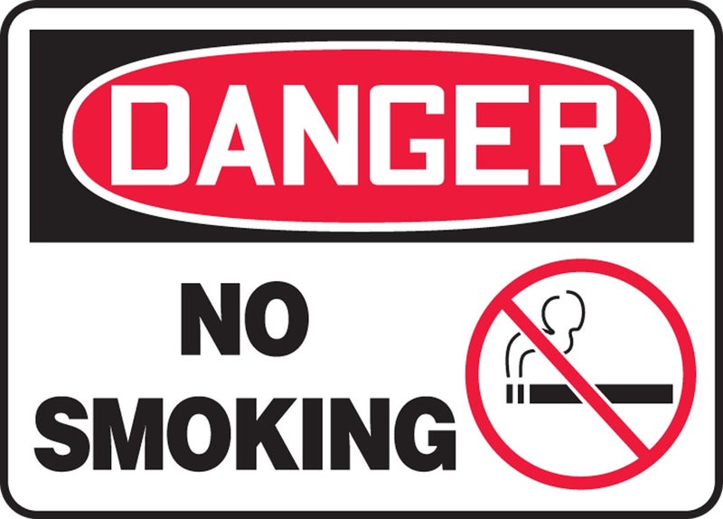 Accuform MSMK016VA Aluminum Safety Sign, Legend "Danger NO Smoking" with Graphic, 10" Length x 14" Width, Red/Black on White